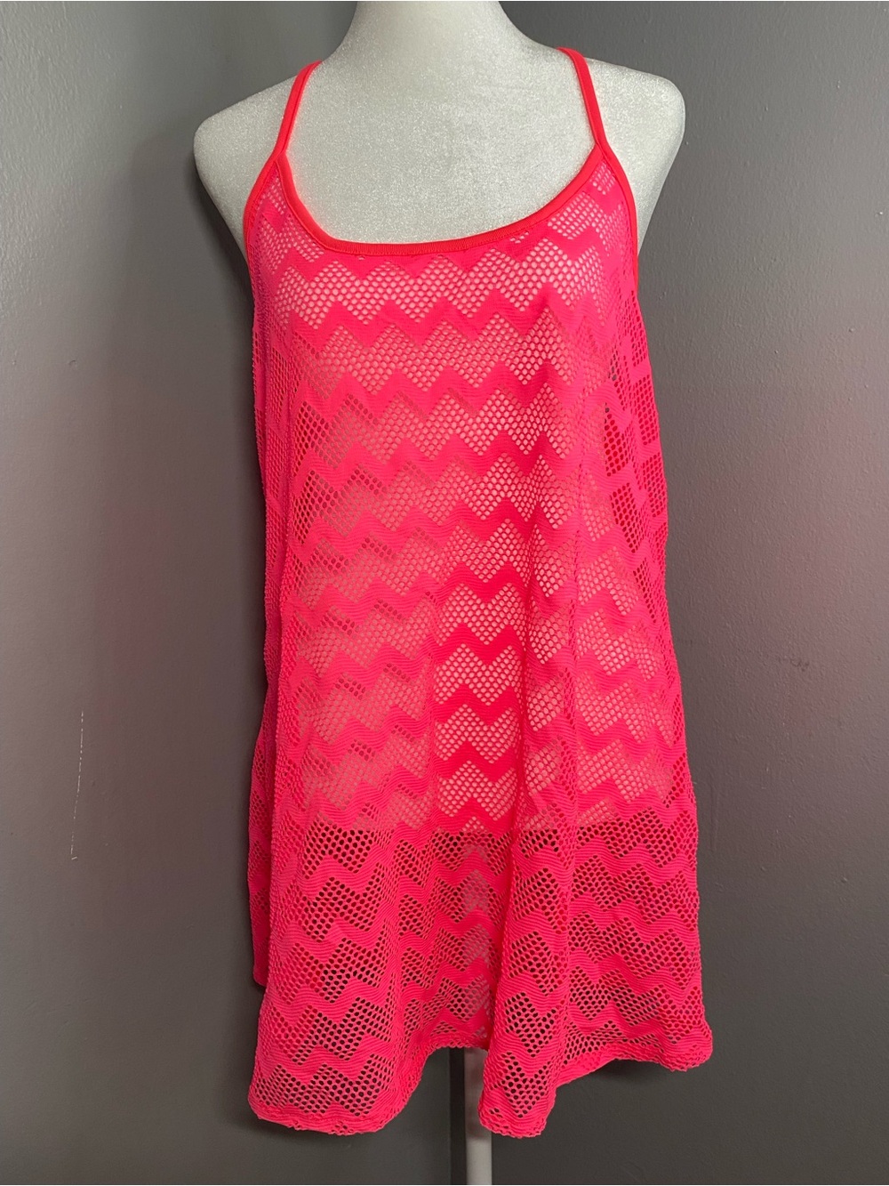 Victoria's Secret PINK - Neon Pink Chevron Crochet Swim Cover-Up
